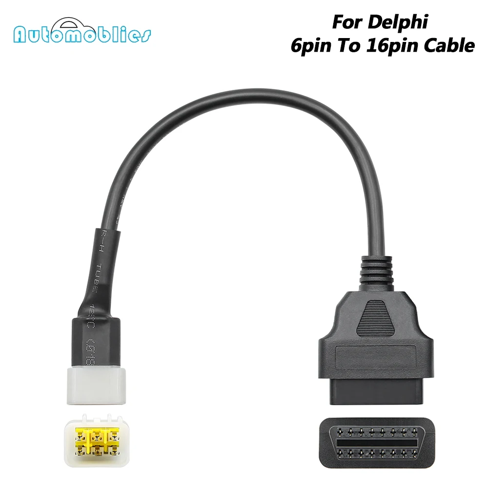 

Для Delphi 6-контактный на 16-контактный кабель для мотоцикла, разъем OBD2, кабели-адаптер, разъемы для диагностического кабеля OBD