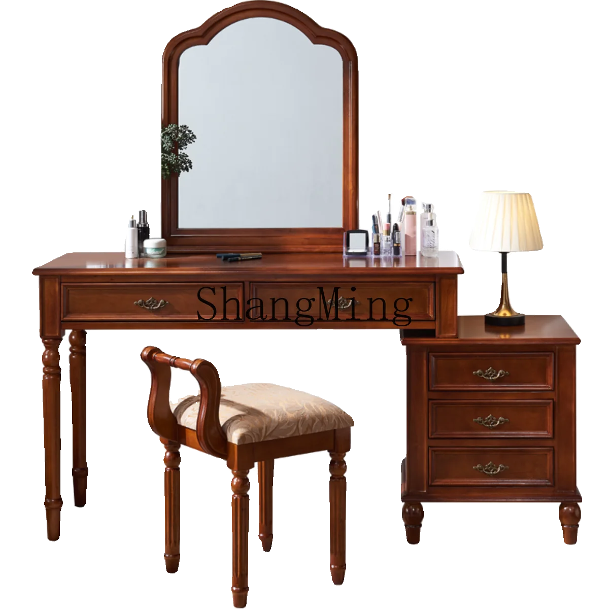 

ZHB all-solid wood dresser retro bedroom simple small apartment storage integrated makeup table