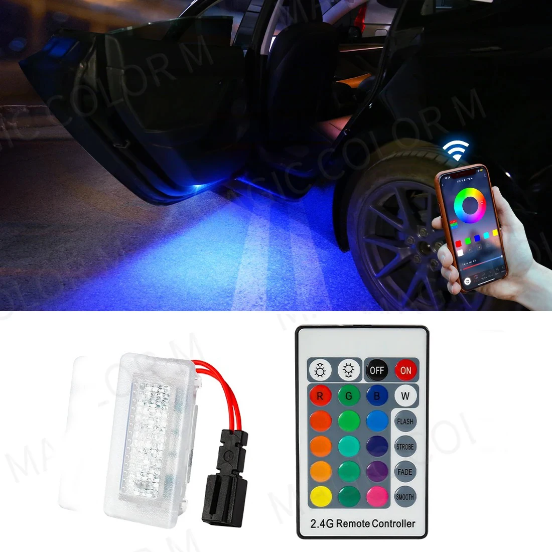 RGB App Fußraum Lichter für Tesla Modell 3 y s x LED-Atmosphäre Innen boden Tür Pfütze Kofferraum dekorative Lampen Autozubehör