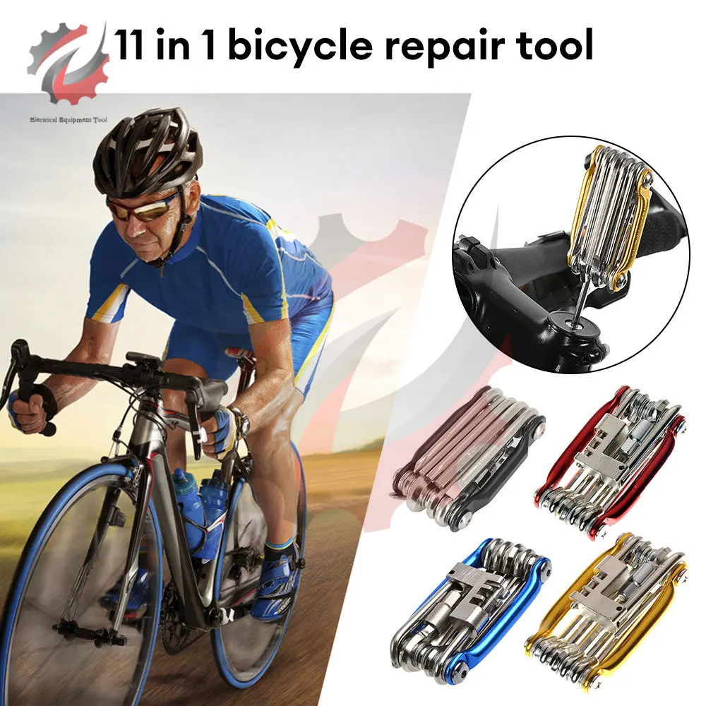 11 In 1 Bicycle Tool Chain Splitter Cutter Multifunction Repair Tool Kit Mountain Bike Wrench Screwdriver Bicycle Repair Set