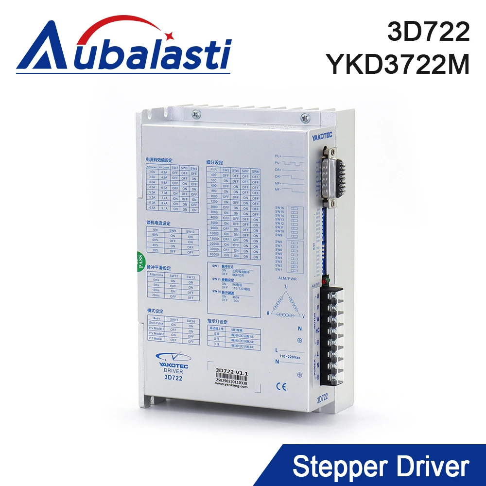 Aubalasti YAKO Controlador de motor paso a paso trifásico 3D722 YKD3722M 110-220VAC compatible con motor trifásico 86 110 130