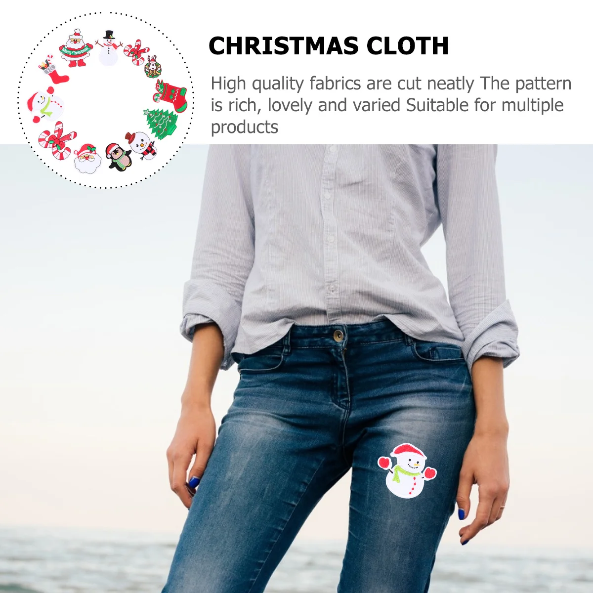 

12pcs Christmas Clothes Patches Iron On Diy Embroidered Applique Decor For Women Kids Fabric Cut Neatly Cartoon Themed
