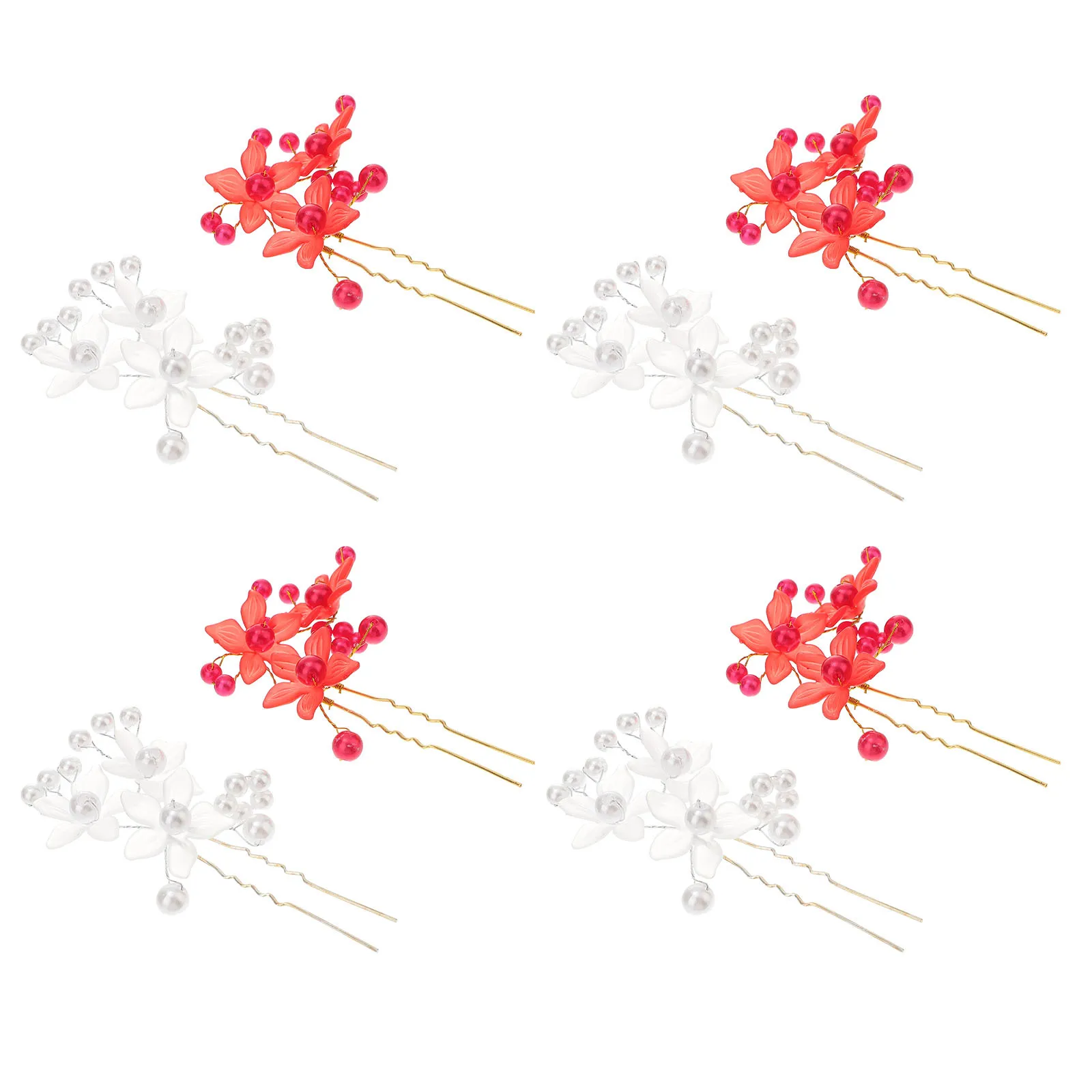 

10pcs Pearl Hair Stick Wedding Hairpins Bridal Hair Piece Flower Headdress Silver Floral Hairpin Headdress Wedding
