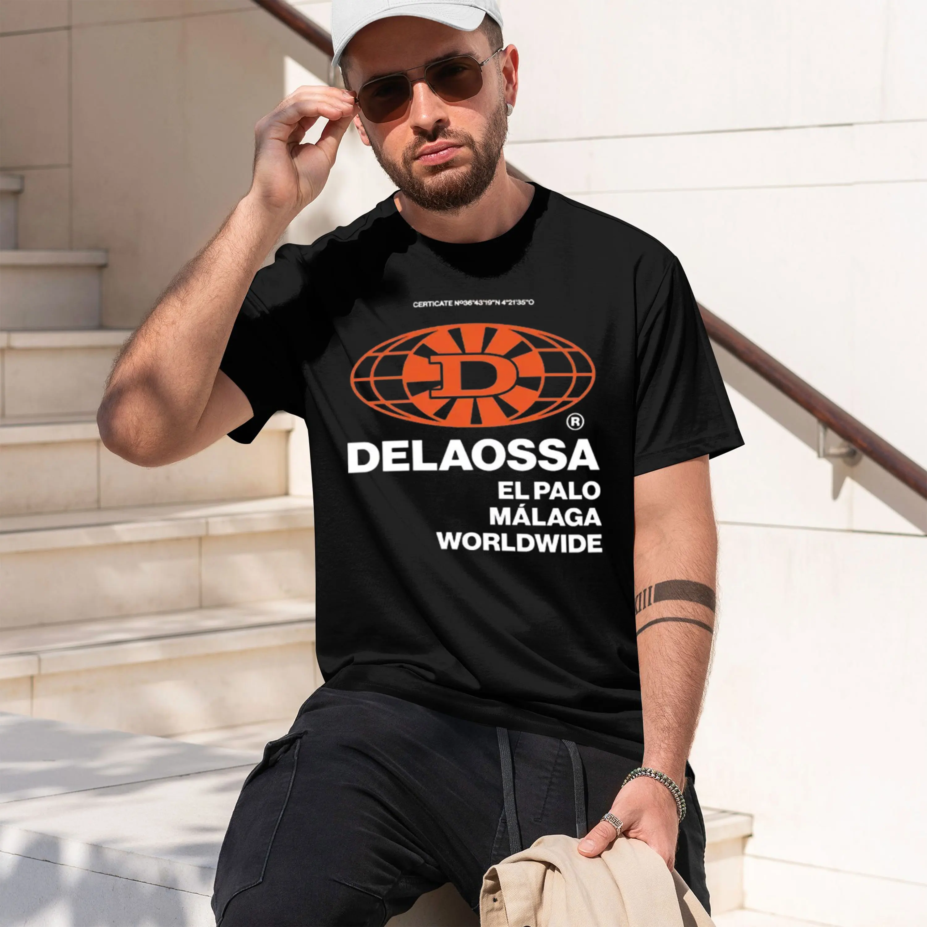 Casual Style Men's T-Shirt Delaossa El Palo Malaga Worldwide Graph Design Summer Wear Gift For Travel Enthusiasts 2026 New Model