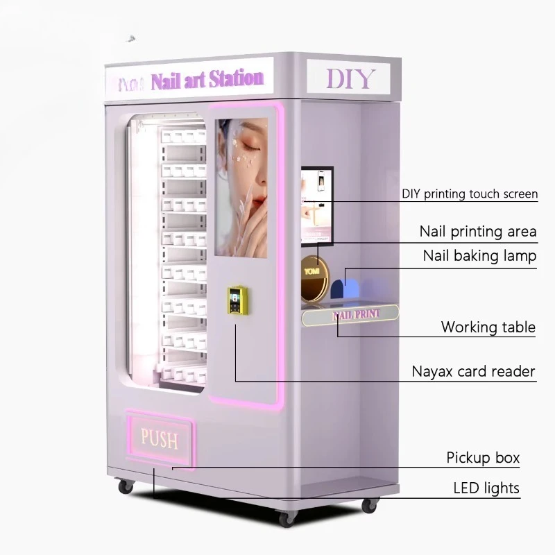 Smart Finger Nails Vending Machine With DIY Photo  Automatic Digital Nail Art Vending Machine for Shopping Mall