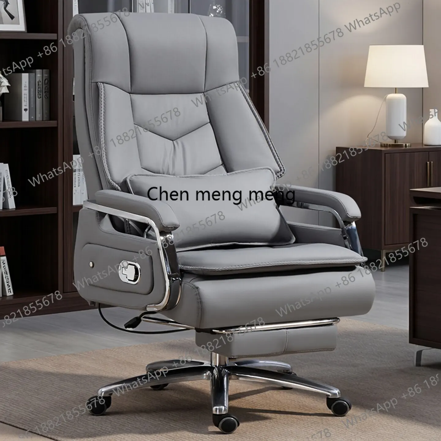 Leather reclining lunch break office chair study swivel chair computer home comfort business class chair