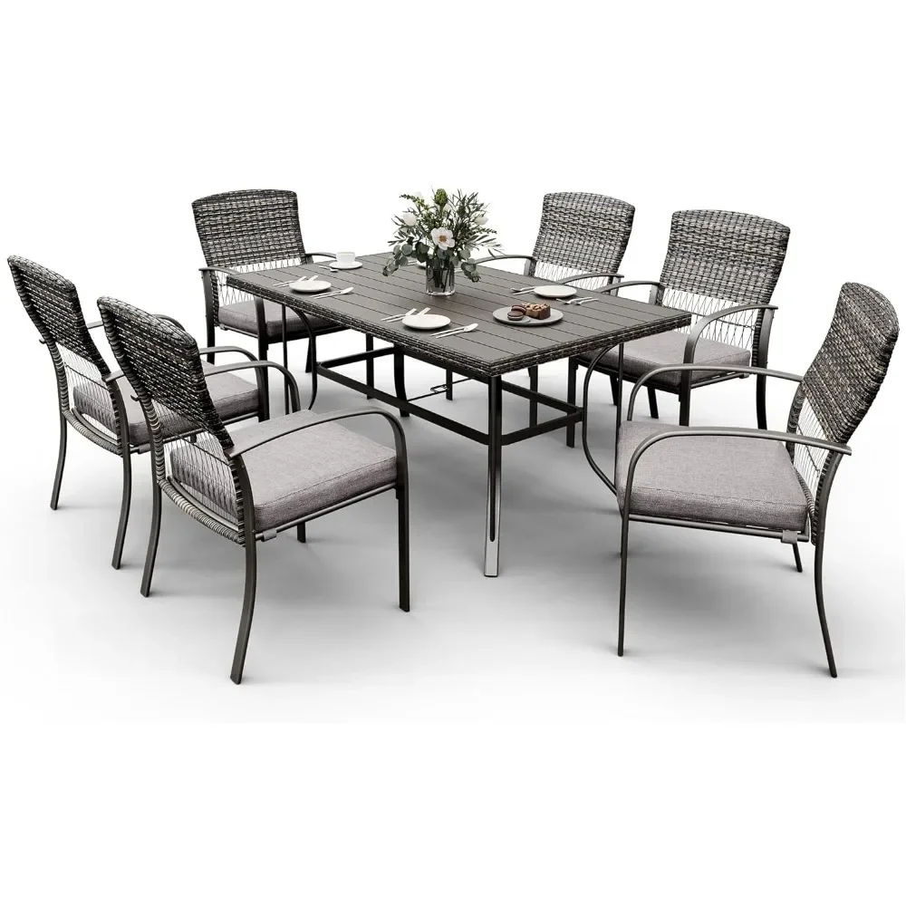 

Outdoor Table and Chairs Set, Furniture for Backyard Garden Deck, Removable Cushions, Outdoor Table and Chairs Set