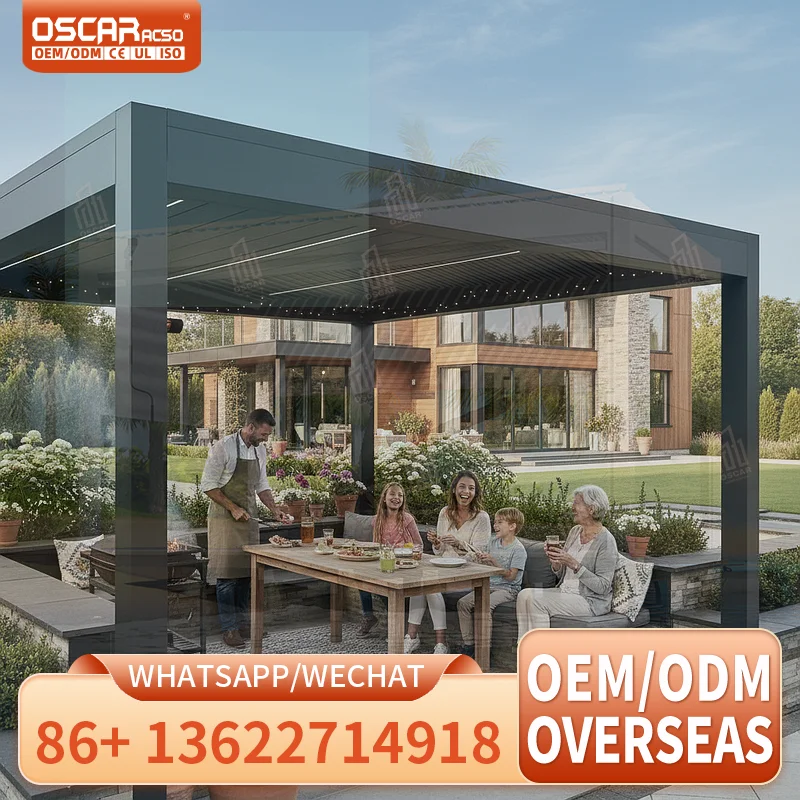 3x3 3x4 4x3 4x4 4x5 4x6 6x3 6x4 6x5 6x6m Modern Outdoor Aluminum Louvered Structure for Garden Terrace Patio pergola