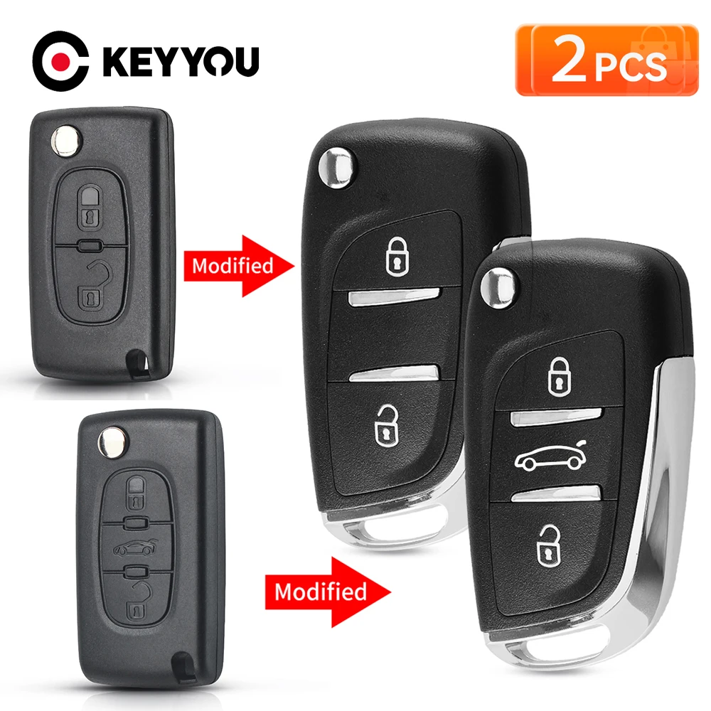 

KEYYOU 2Pcs VA2/HU83 Ce0523 CE0536 Modified Car Key For Peugeot 306 407 807 Partner For Citroen Coupe C2 C4 C5 C6 Berlingo Xsara