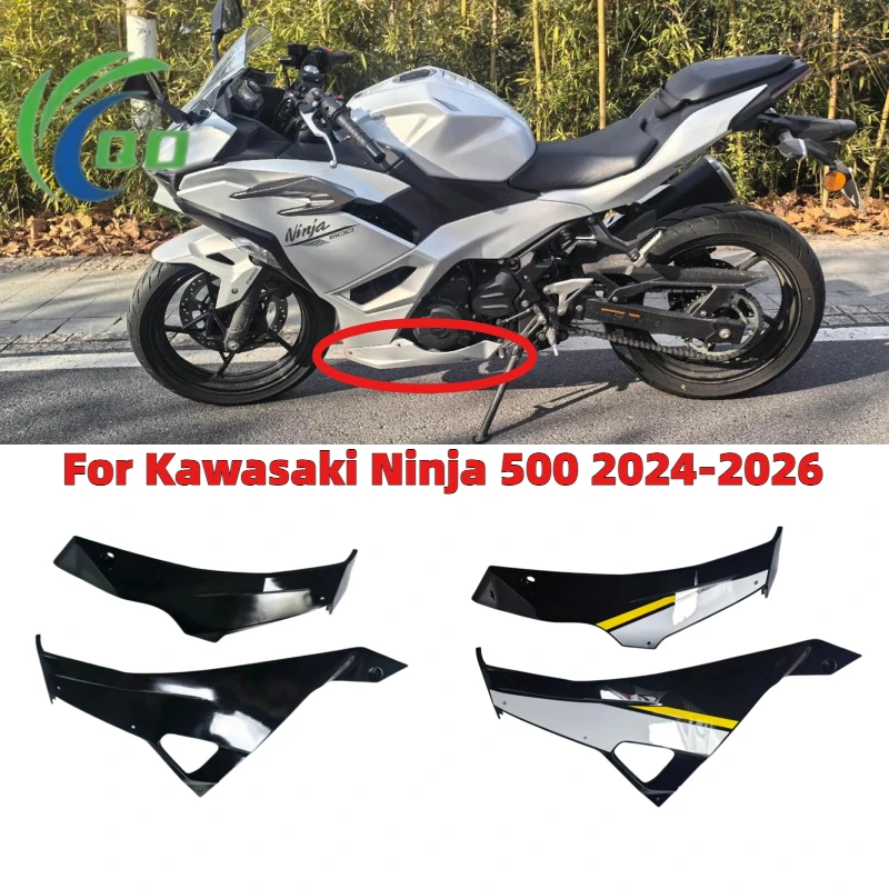 

Lower Engine Fairing Side Panels Exhaust Shield Plate Bottom Belly Cover Fit For Kawasaki Ninja500 Ninja 500 2024 2025 2026