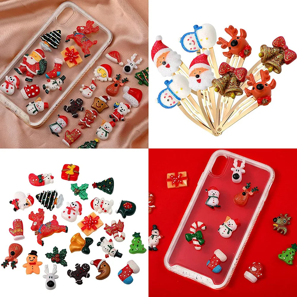 Botones planos de resina de Navidad para 20 piezas, botones surtidos para álbum de recortes, manualidades, decoración navideña