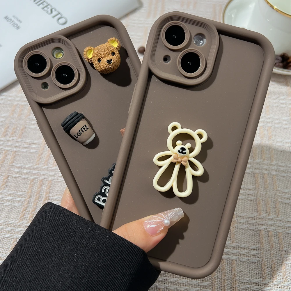 Diy Bear Case Voor Samsung S24 Ultra Funda A55 5G A54 A15 S23 S23 S22 S21 S20 Fe A52 A52 A34 A33 A35 A32 A14 A13 Plus Zachte Siliconen Hoes