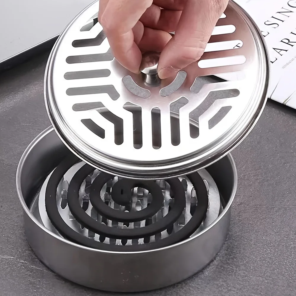 

1PC Incense Holder, Mosquito Coil Tray Holder For Household With Lid, Outdoor Mosquito Coil Box, For Living Room And Bedroom
