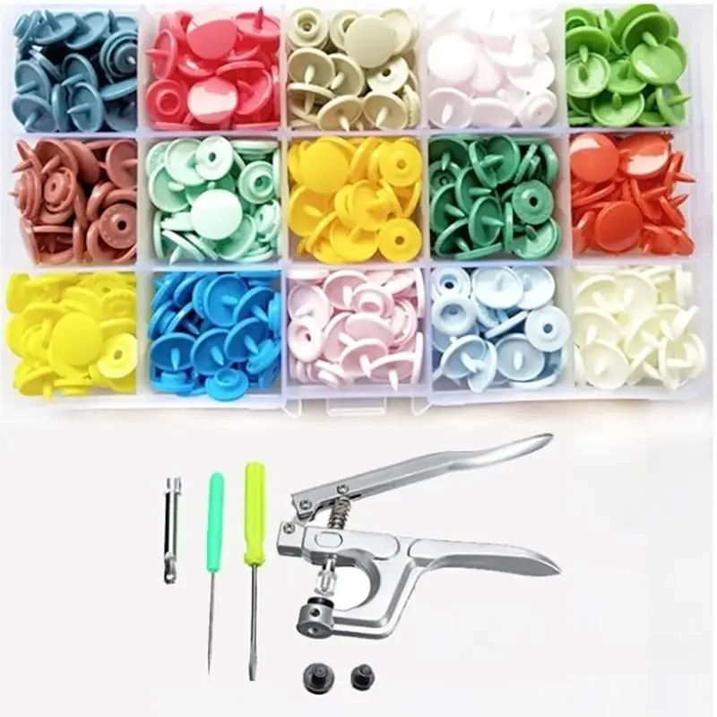 600/1440 Pcs Plastic Press Studs Set DIY Clothes T5 Plastic Fastener Snap Fastener Resin Stud Cloth Kit Clothes Making Tool Set