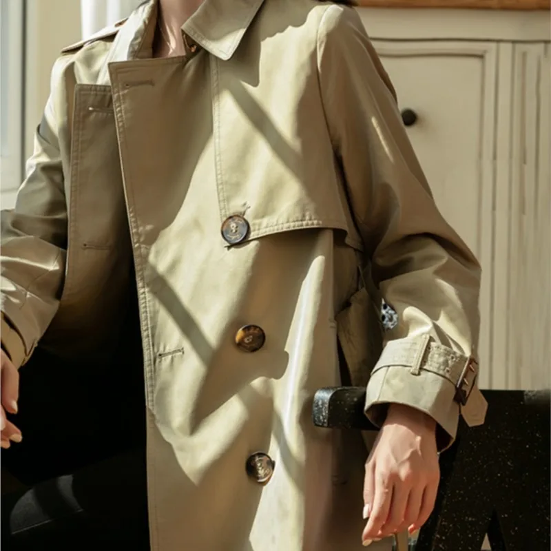 

Khaki trench coat women's new style Small, medium and long