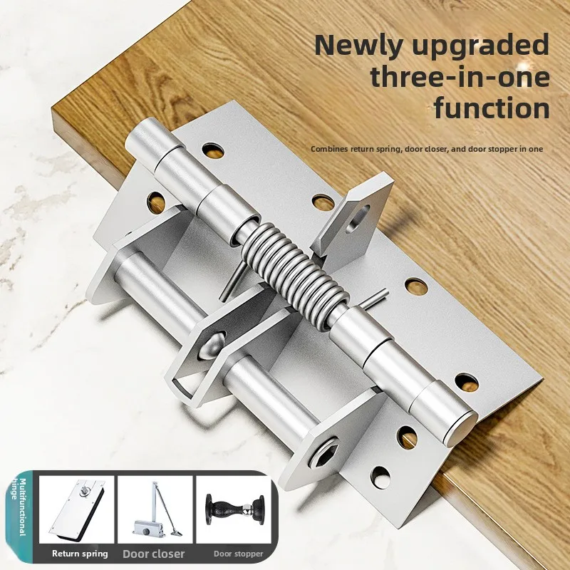 Multi‑Functional 90‑Degree Self‑Locking Silent Hinge, Thick Cast‑Iron Spring Hinge With Buffer Rebound Self‑Closing Function
