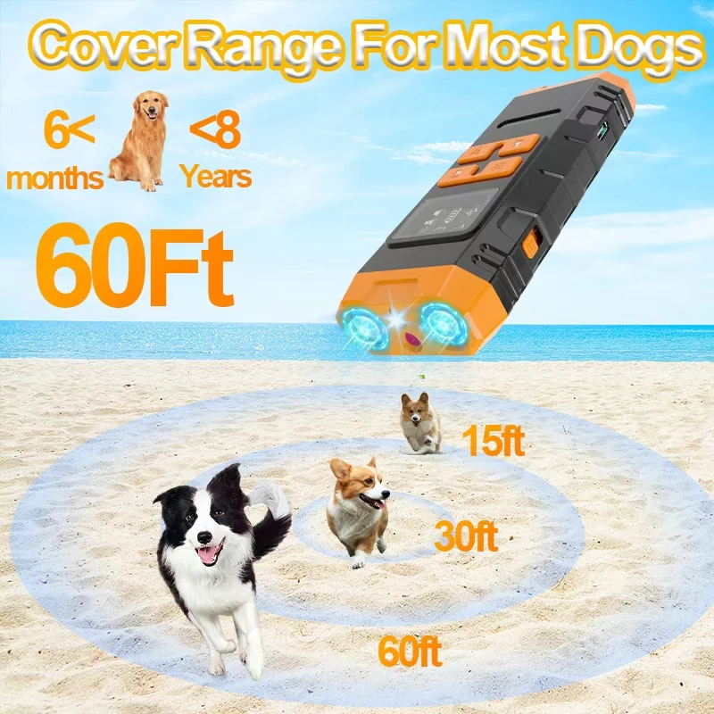 Ultrasonic Dog Trainer Anti Barking Device with COB Lighting Lamp LED Flashing Light Drives Away Cat Dog Stop Dogs Fights