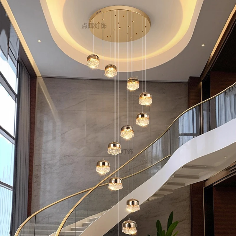 

Modern home decoration crystal chandelier, stair Pendant lamp, living room Pendant lights, interior lighting