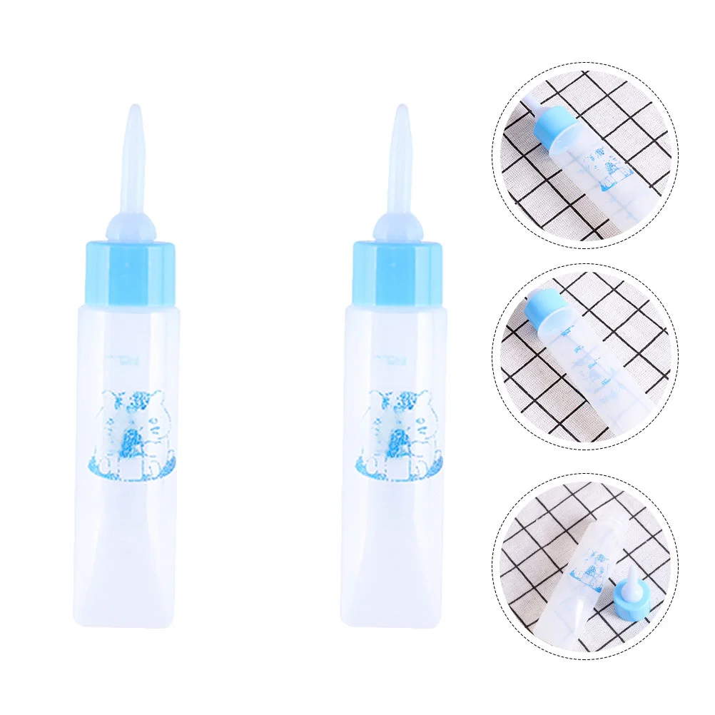 

2pcs Bottle With Scale Small Animal Feeding Bottle For Puppy Kitten Rabbit Hamster Pets Portable Durable