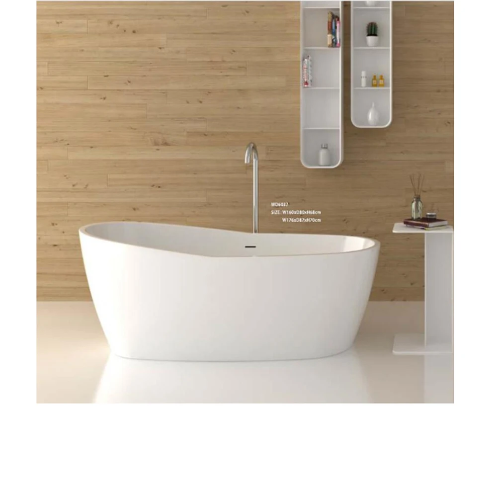 

1600X800X680mm Bathroom OVal Acrylic Fiberglass Resin Bathtub Freestanding Seamless Soaking Tub 6037A