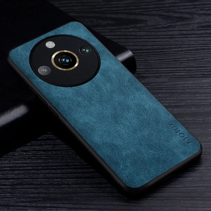 Premium PU Leather Phone Case for Realme 11 Pro Plus 5G Scratch-Resistant Solid Color Cover for oppo realme 11 coque cape