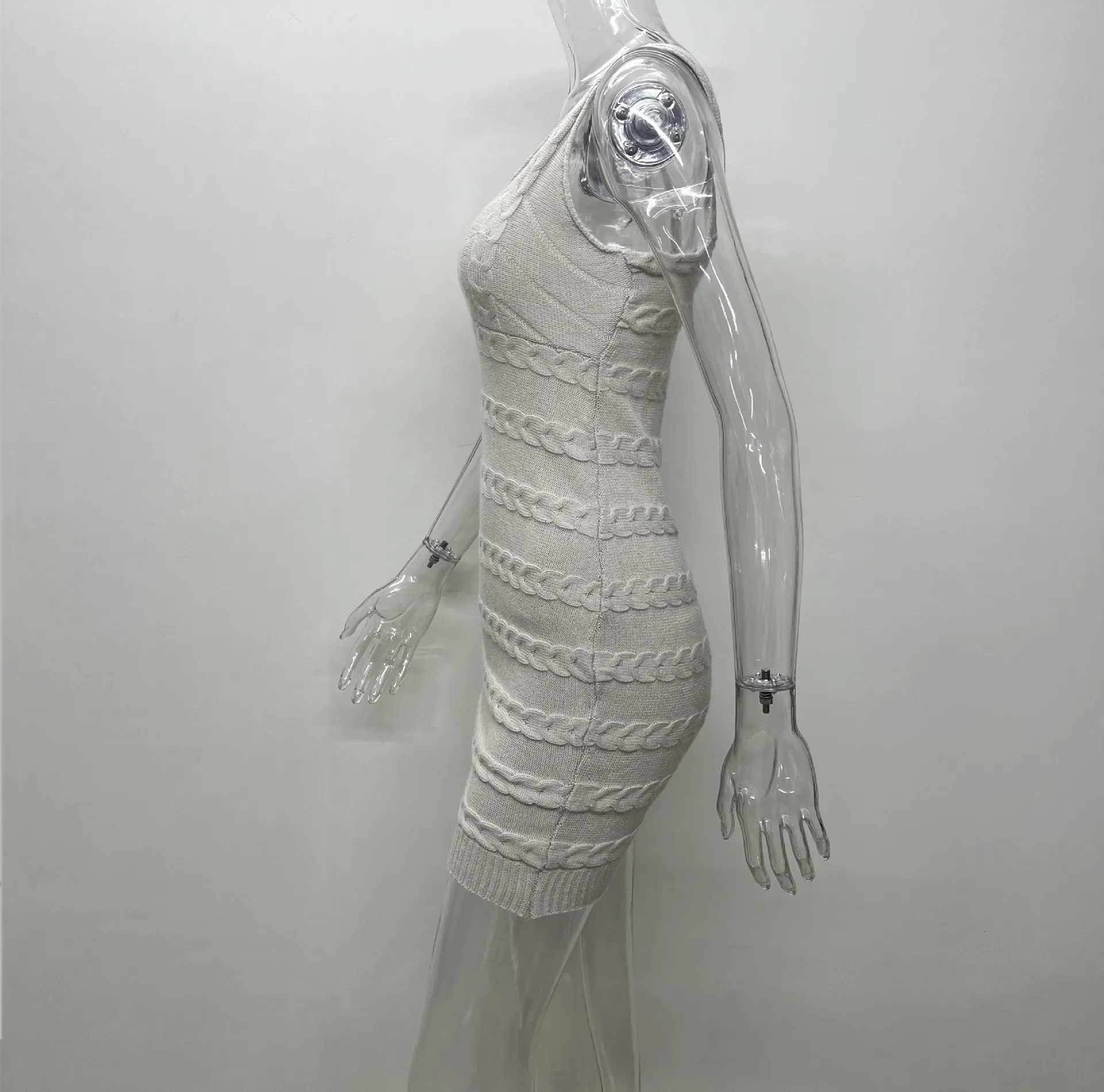 2025 Summer Knitted Holiday Beach Mini Dress Women Sexy V-neck Spaghetti Straps Backless Bodycon Vacation Outfits Streetwear