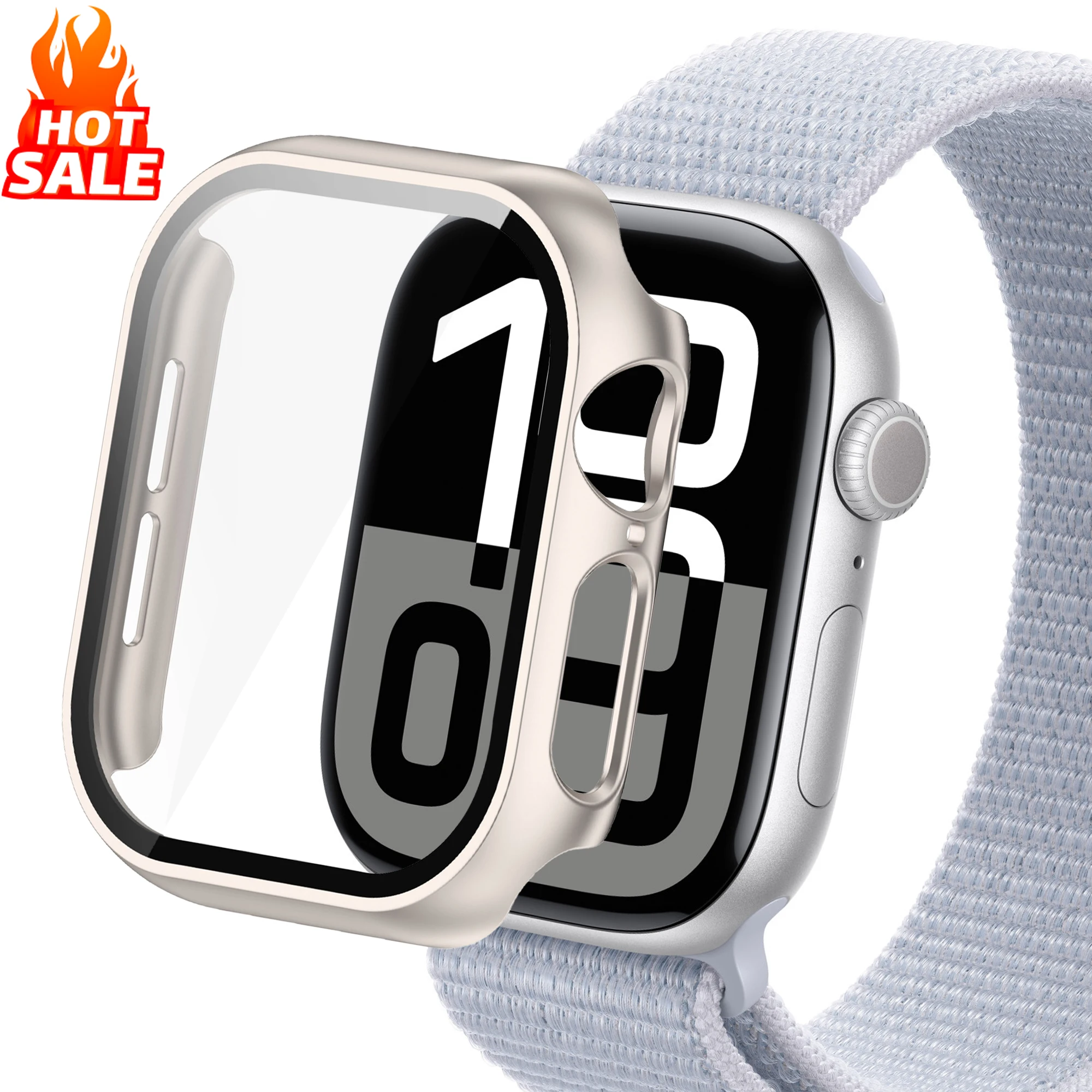 غطاء الكمبيوتر لساعة أبل 46 مللي متر 42 مللي متر 44 مللي متر 40 مللي متر 41 مللي متر 45 مللي متر 38 مللي متر شاشة الزجاج المقسى حامي iWatch سلسلة 10 SE 9 8 7 6 5 4