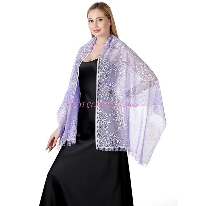 N5KF Elegant and Trendy Lace Shawl for Wedding Dress Shawl Wrap Dress Shawl