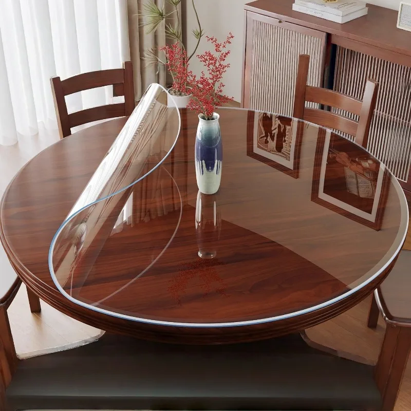 1pcs 120cm/47in Round  Matte PVC Round Table Protector  Table Cover Pad Heat  Waterproof Tablecloth Surface  for Kitchen Coffee