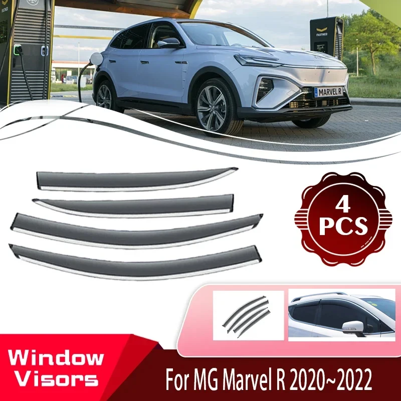 Window Visors For Rising MG Marvel R 2020 2021 2022 Car Window Wind Sun Rain Visor Deflector Awning Shelters Set Car Accessories