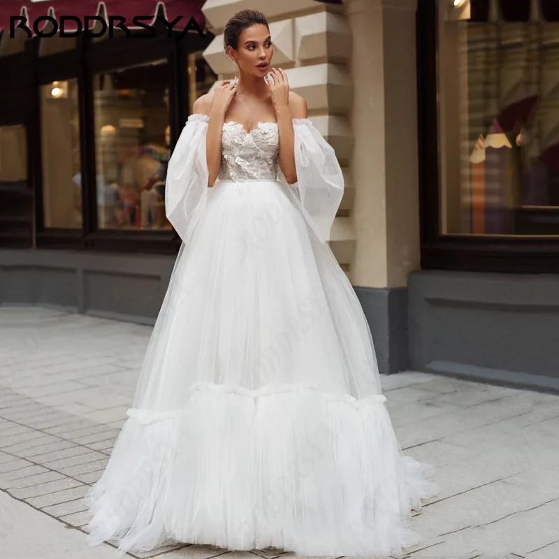 RODDRSYA Princesa A Linha Vestidos De Casamento Lace Strapless Para Mulheres Suknia ślubna Mangas destacáveis vestido de noiva boda 2024 Princesa A Linha Vestidos De Casamento Lace Strapless Para Mulheres Suknia ślubna