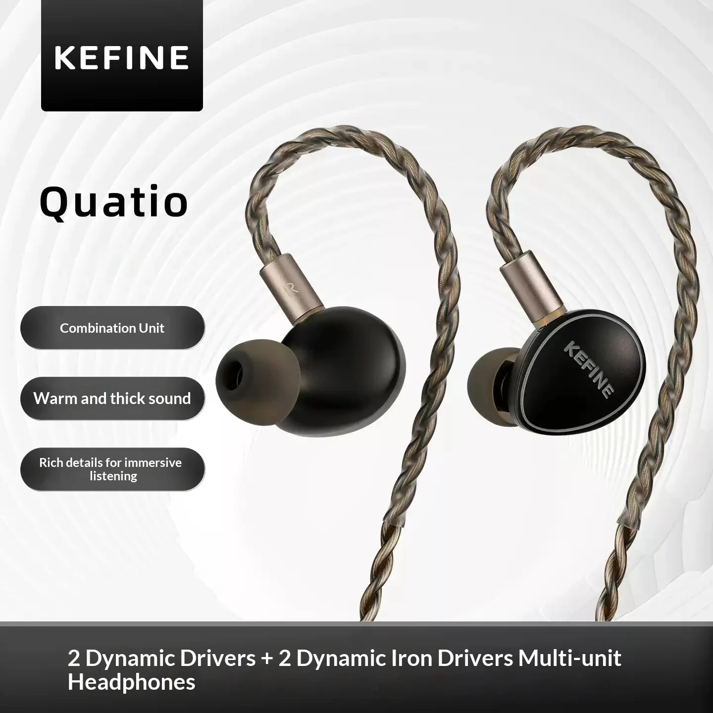KEFINE Quatio 2DD 2BA Hybrid In-Ear Earphones Detachable 0.78mm 2Pin Cable HiFi IEM For Gifts