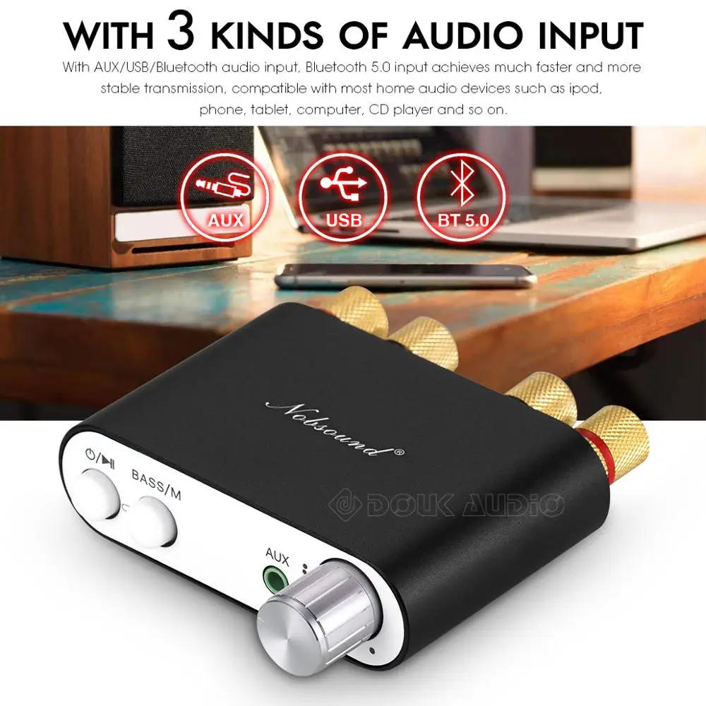 Douk Audio NS-10G Mini Bluetooth 5.0 TPA3116 Cyfrowy wzmacniacz mocy HiFi Stereo Audio Amp Karta dźwiękowa USB 50W*2