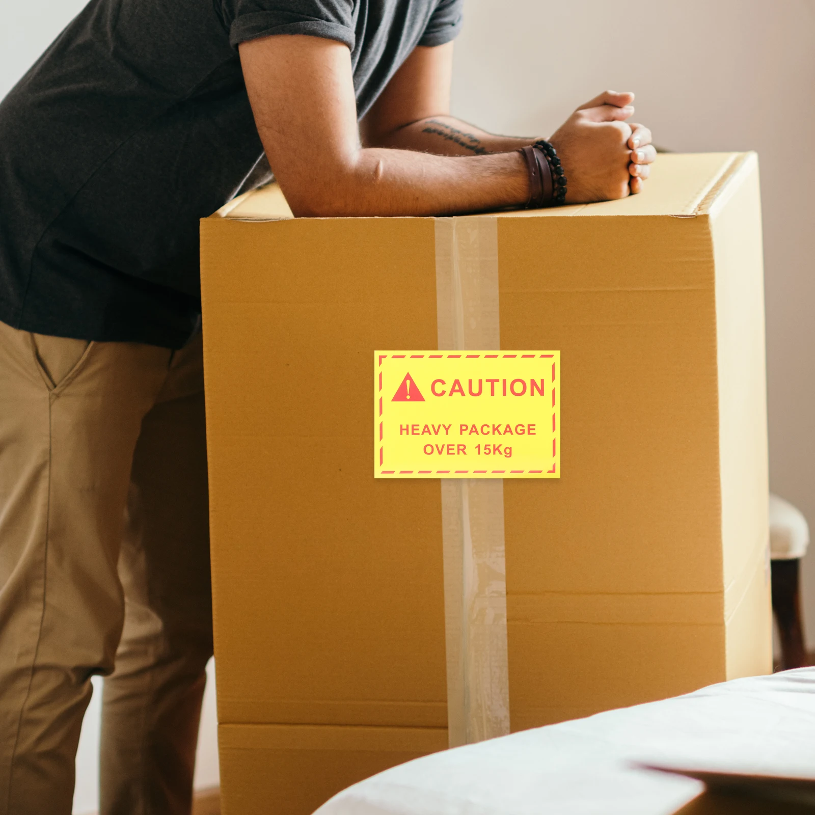 

100pcs Warning Shipping Labels Labels Adhesive Stickers Heavy Object Shipping Caution Signs Safety Traffic Symbols