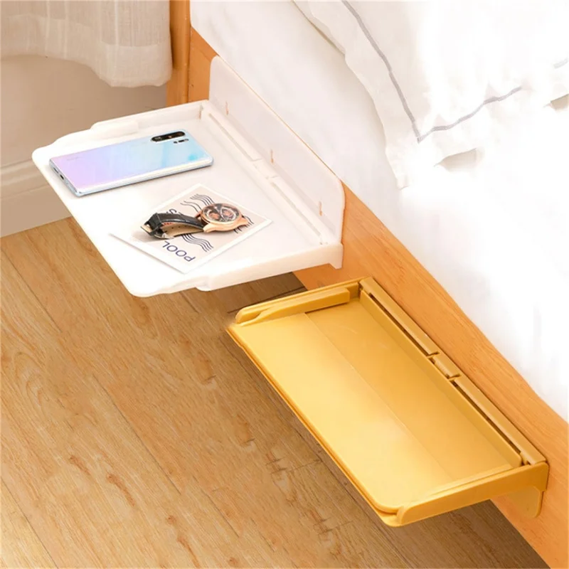 Portable Bedside Storage Shelf Wall Mounted Bed Head Rack Retractable Foldable Hanging Shelf Kitchen Bathroom Storage Holder