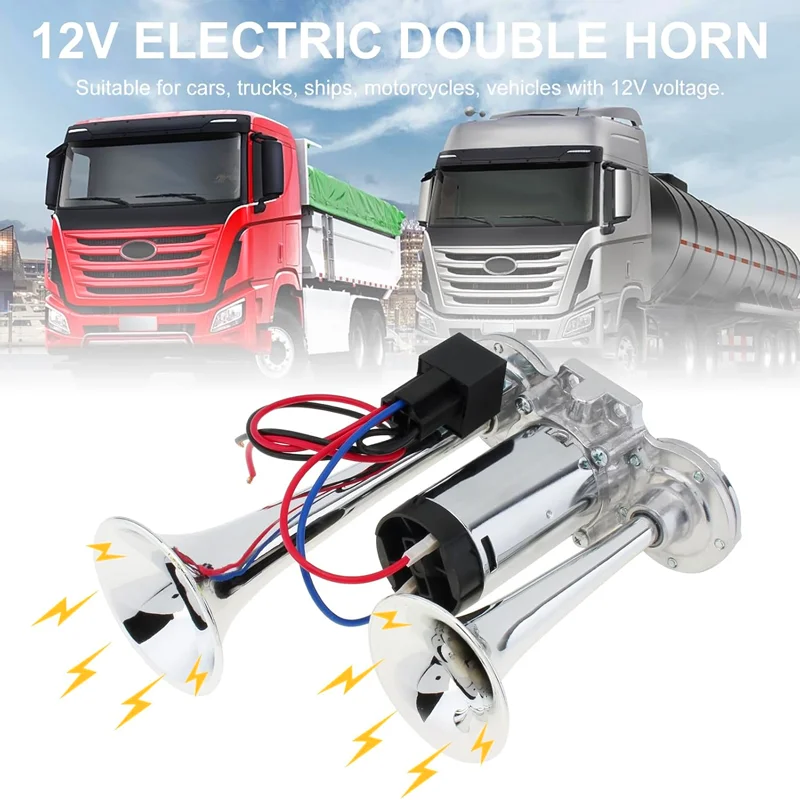 12V 600DB Super Loud Train Horn Electric Horn ，For Motorcycle  Boat SUV Truck waterproof car Speaker