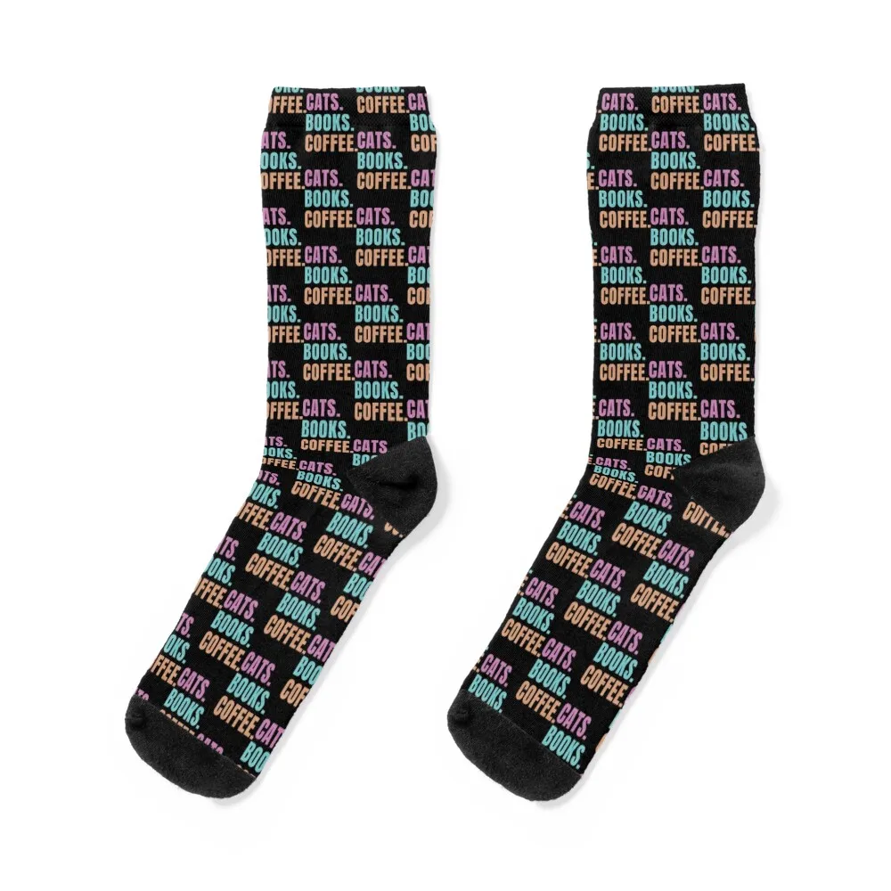 

Cats Books and Coffee Socks short ankle Women Socks Men's