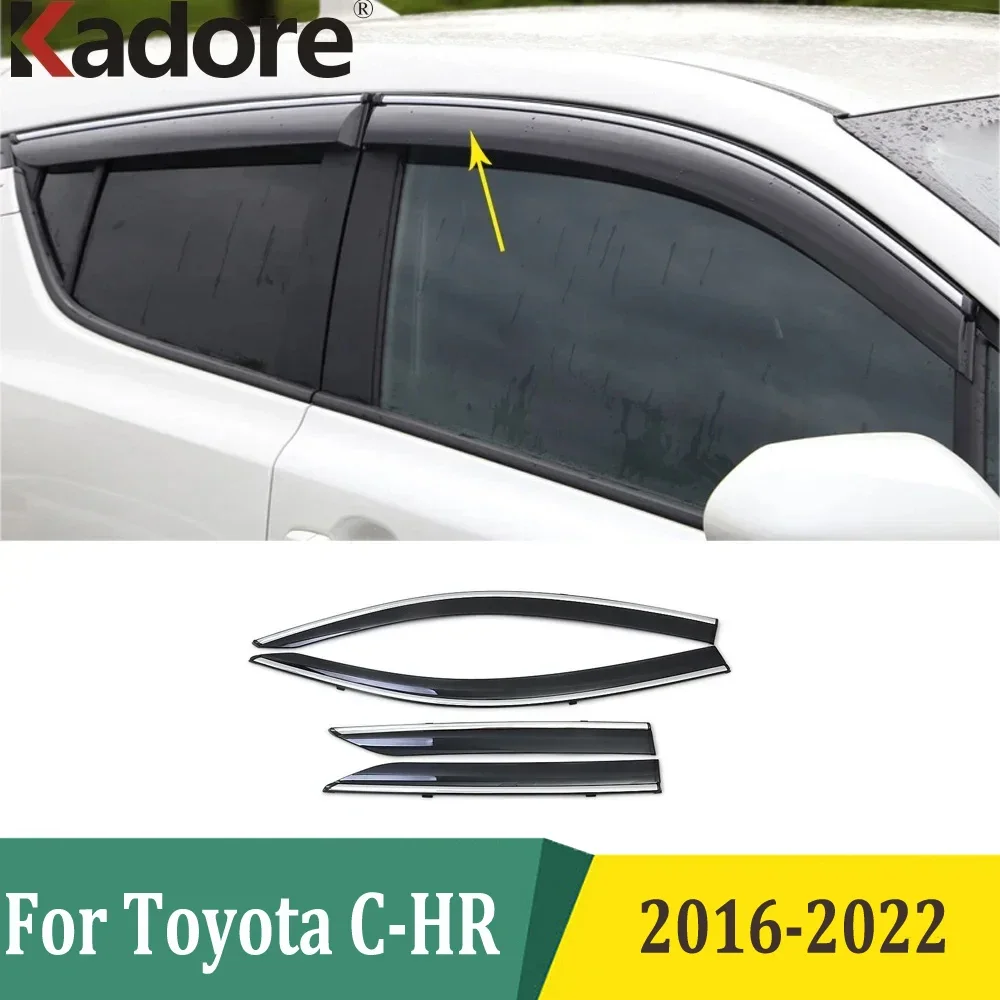 

Для Toyota C-HR CHR 2016-2020 2021 2022, дефлектор окна, козырек от солнца и дождя, навесы, дефлекторы окон, аксессуары