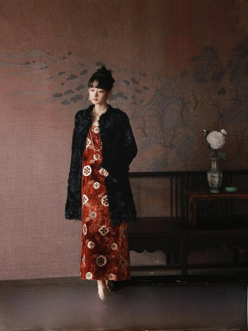 

Новая китайская женская юбка CHARMMY YE из бархата с принтом пионов, традиционная этническая одежда в стиле фэйтон с бретелями