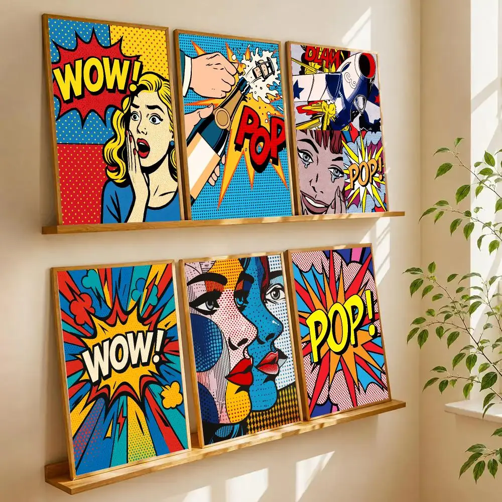 Hot R-Roy Lichtenstein Pop Art Poster Self Adhesive Wall Art Decor for Bedroom Living Room Office Home Decor Gift