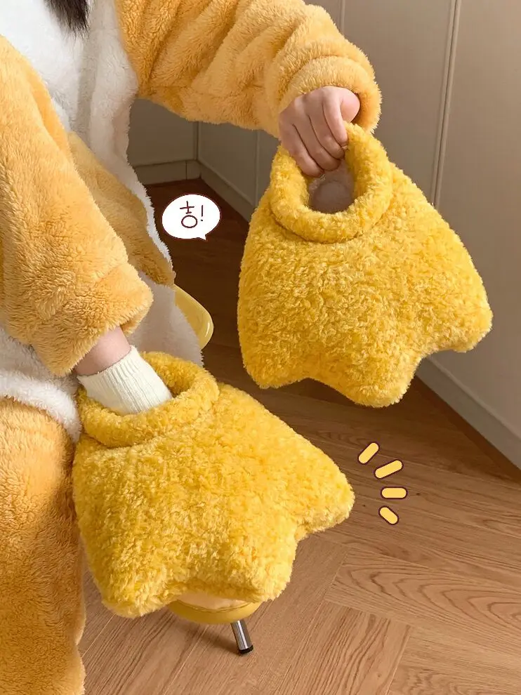 Cartoon Duck Palm Cotton Home Slippers For Women's Winter Indoor Household Slippers Man Warm Gintama Elizabeth Non Slip Slipper