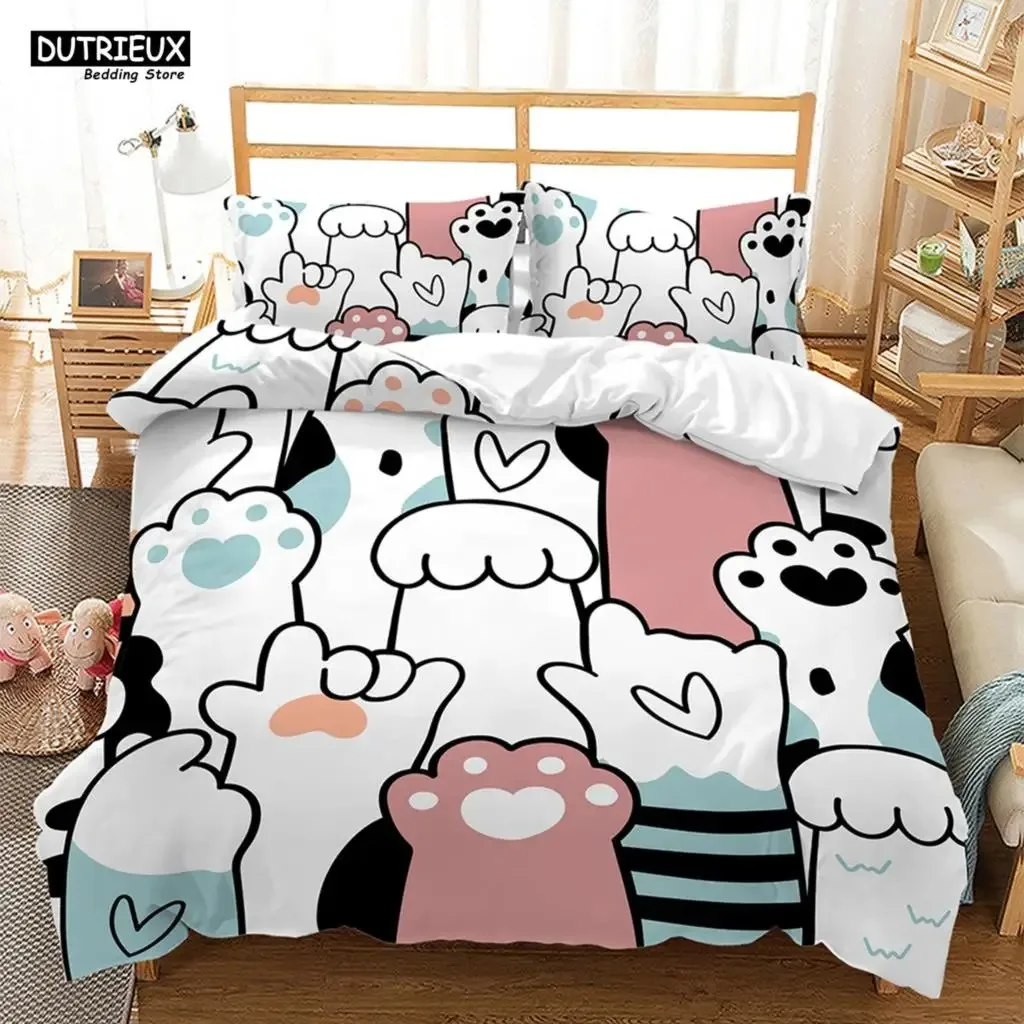 3D Cartoon Pigs Cats Bedding Set Cute Animals Bed Linen Double Queen King Twin Full Size Kids Girls Polyester Duvet Cover Set