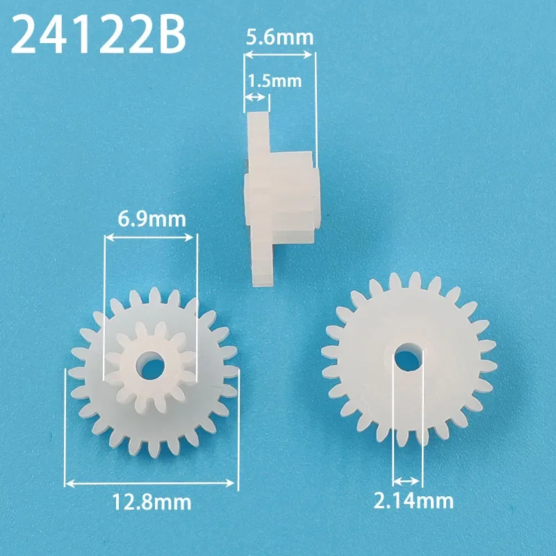 50pcs 24122B 0.5M Double Gear Wheels Modulus 0.5 24 Teeth + 12 Teeth Plastic Pinion Motor Parts Toy Accessories 10pcs/lot