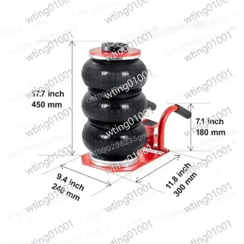 for 3 Tons Pneumatic Car Jack Triple Bag Air Hand End Type Car Lifting Equipment for Garage Repair Shop 13CM to 40CM