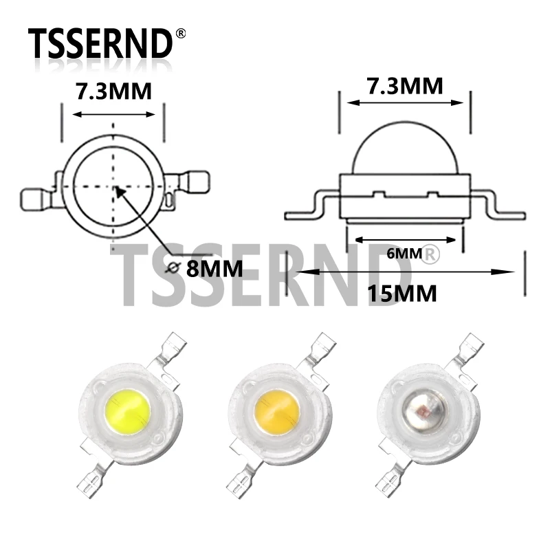 10pcs 1W 3W 5W High Power LED Chip Lamp Bulbs SMD Diodes Warm Cold White Red Green Blue Yellow Orange RGB Light Beads