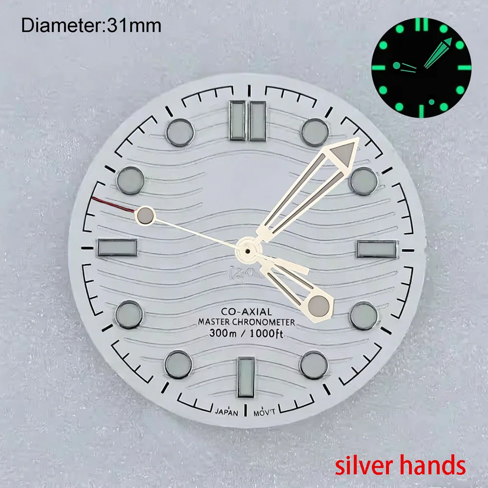 31mm nh35 S logo dial date at 6 o'clock sea master s dial for nh35 movement black water wave dial 210.32.42.20.01.001 watchmods