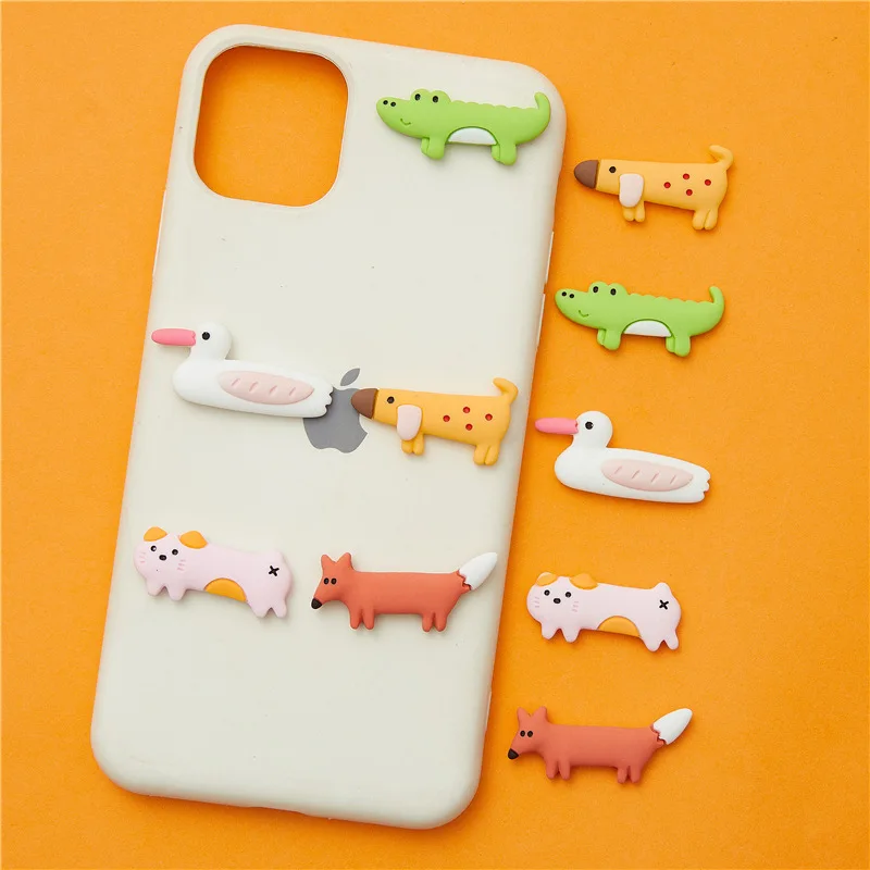 كابوشون بظهر مسطح على شكل حيوانات كرتونية ، زينة كاواي حرفية ، أجزاء ديكو للهاتف ، إكسسوارات أقواس شعر ذاتية الصنع ، تمساح ، ثعلب ، بطة ، 5 * *