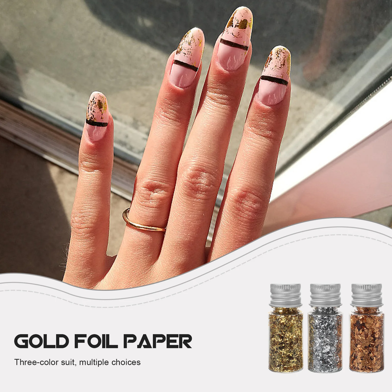 

1Set Gold Foil Decorations Luxe Foil Flakes for Nail Art Manicure Decor Creative DIY Craft Projects Brilliant Reflective Finish