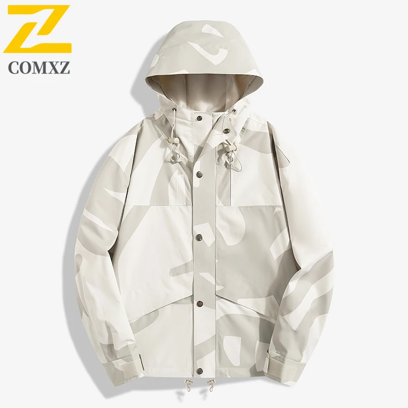 

Men's Autumn Hooded Windbreaker Waterproof Hiking Jacket Outdoor Sports Coat Lightweight Trekking Windproof Mountaineering Wear