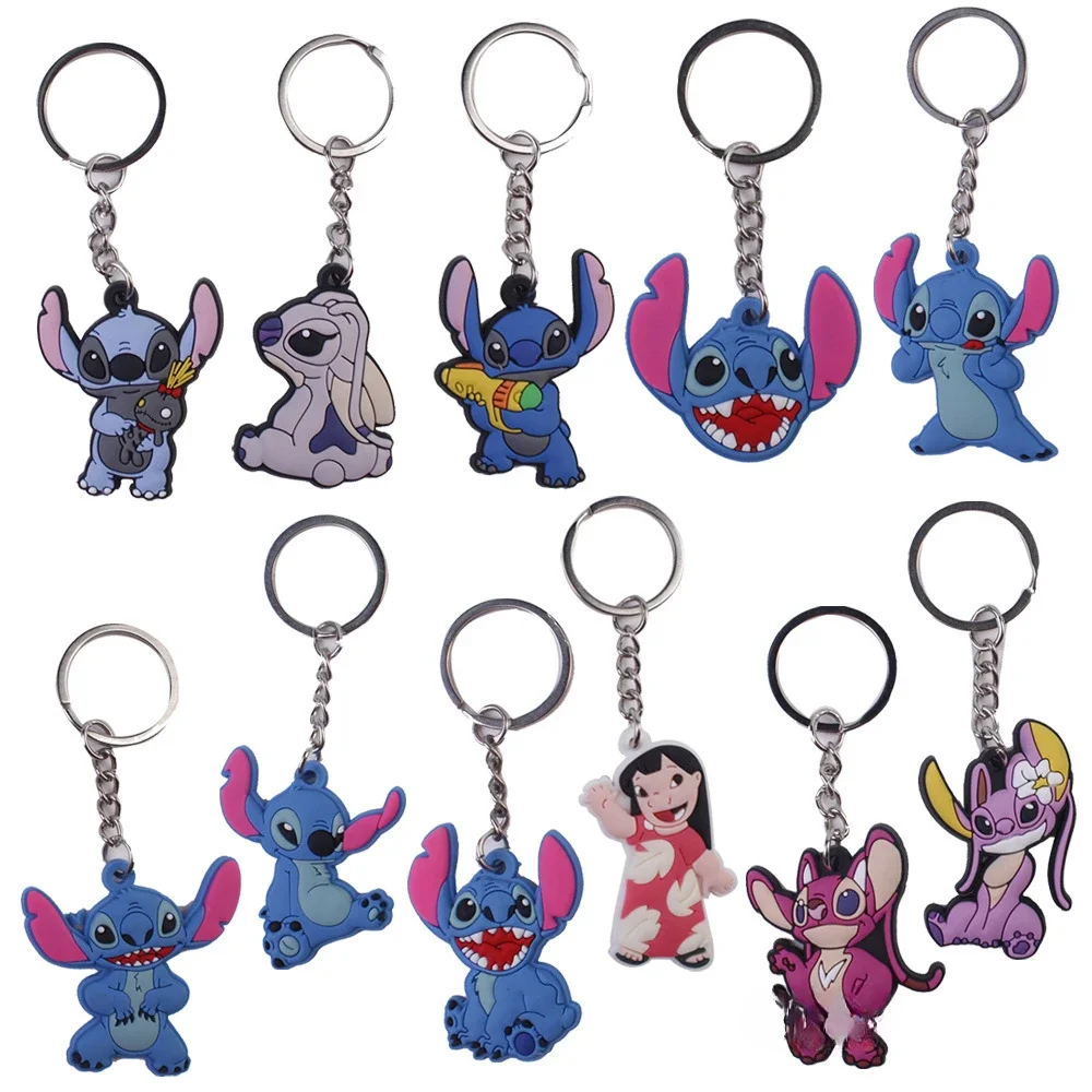 

New Disney Cartoon Stitch Key Chain Pendant Accessories Environmental Friendly PVC Soft Patch Fashion Couple Bag Decorative Gift